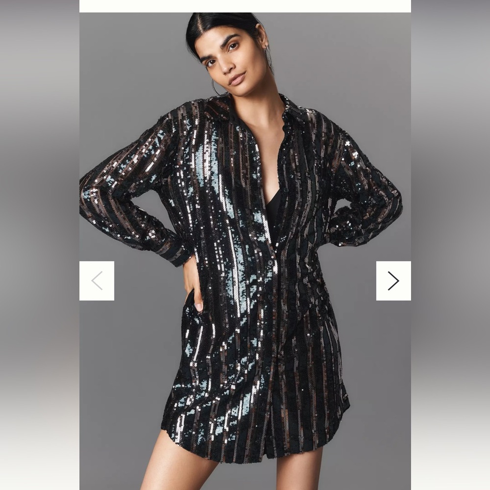 Black Sequin Striped Dress